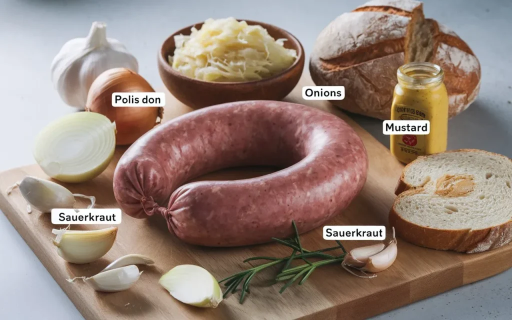 a-photo-of-a-realistic-polish-sausage-on-a-wooden polish sausage recipes