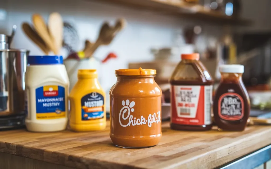 chick fil a sauce recipe a-wooden-kitchen-countertop-with-a-jar